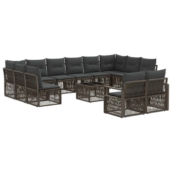 Sodo Sofų Rinkinys 13 pcs Pilka poliratanas