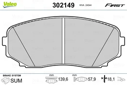 Stabdžių trinkelių rinkinys, diskinis stabdys VALEO 302149 kaina