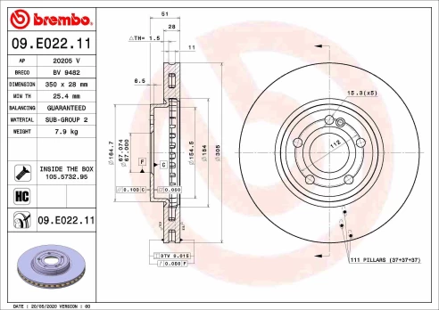 BREMBO 09.E022.11 Brake Disc