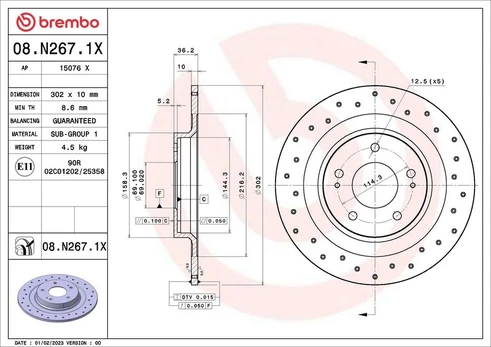 Stabdžių diskas BREMBO 08.N267.1X