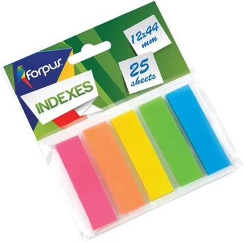 Paper-index Forpus, 12x44mm, Assorti, Plastic (5x25)
