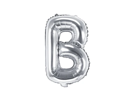 Folinis balionas Raidė "B" 35 cm, sidabrinis