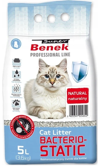 Kačių kraikas Super Benek Bacteriostatic, bentonitas, 5 l