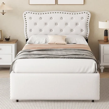 Lova, 90 x 200 cm, su dviem stalčiais, balta