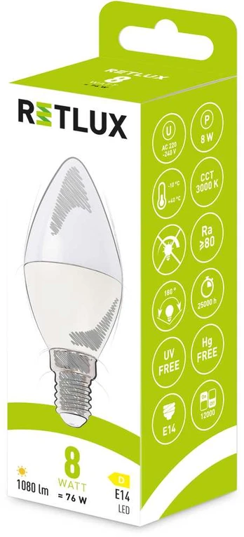 Retlux C37 E14 candle 8W WW D-RLL 629 C37 E14 candle 8W WW D