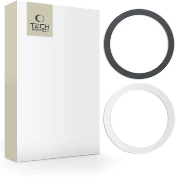 Dėklas Tech-Protect MagMat MagSafe magnetinis žiedas universalus - juodas / sidabras (2 vnt.)