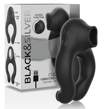 BLACK&SILVER - Vibruojantis žiedas su 3 varikliais