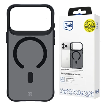 3mk dūminis „MagCase“, skirtas „iPhone 17 Pro“ – juodas, pusiau permatomas