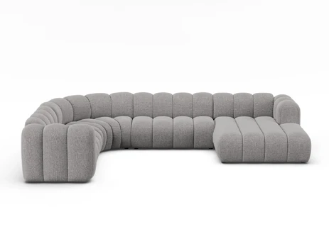 Modular Panoramic Left Corner Sofa, "Lupine", 6 Seats, 370x280x70, Light Grey
