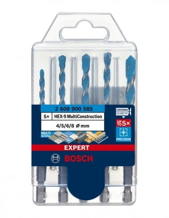 5 dalių grąžtų rinkinys BOSCH Expert Hex-9 MultiConstruction