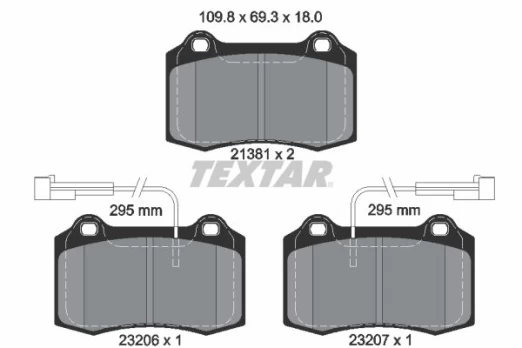 Stabdžių trinkelių rinkinys, diskinis stabdys TEXTAR 2138103