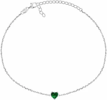 Brilio Silver Minimalist sidabrinis bracelet Žalias heart BRC30WG