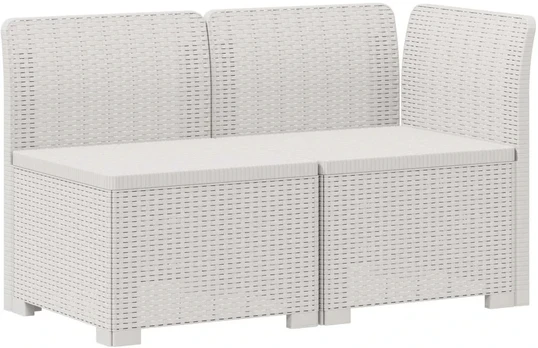 2-Vietis Sodo Sofas, Atrodo kaip Ratano PP Balta