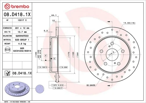 Stabdžių diskas BREMBO 08.D418.1X