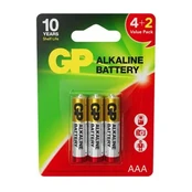 Elementai GP ALKALINE AAA/LR03, 4+2vnt. kaina
