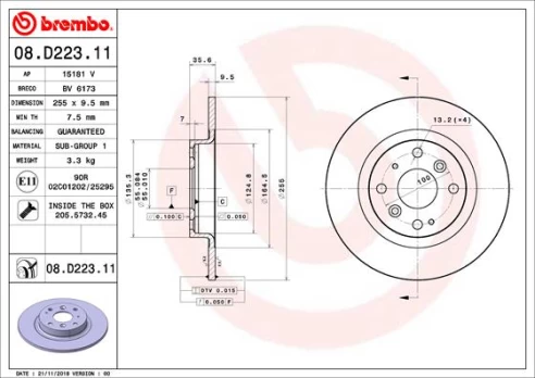 BREMBO 08.D223.11 Brake Disc