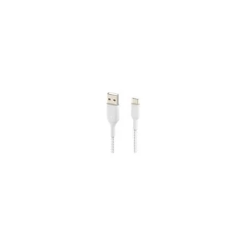 USB kabelis Belkin Boost Charge Braided USB-A to USB-C 1.0m baltas