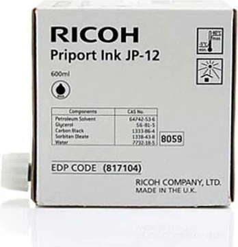 Originalus rašalas Ricoh JP 12, juodas, 600 ml (817104)