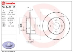Stabdžių diskas BREMBO 08.9461.10 kaina