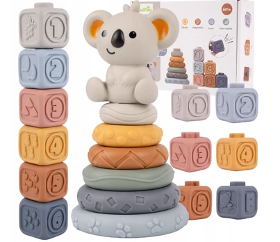 Montessori sensorinės kaladėlės - piramidė Koala, 13 vnt