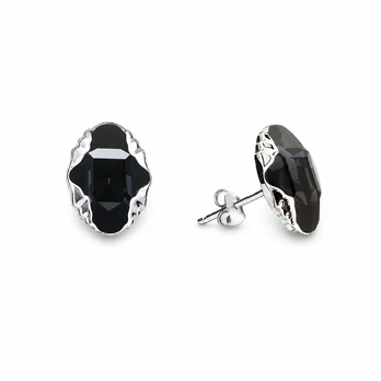 Spark Sidabriniai auskarai „Delia (Graphite Lite Chrome)“ su Swarovski® kristalais