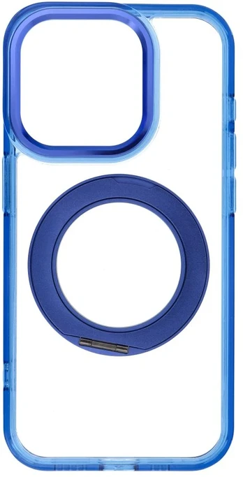 Dėklas Oem Case for iPhone 15 Pro Frame Circle Stand compatible with MagSafe navy mėlynas