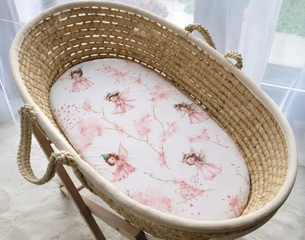 Paklodė su guma Moses krepšiui 75 × 35 cm Blossom Fairies