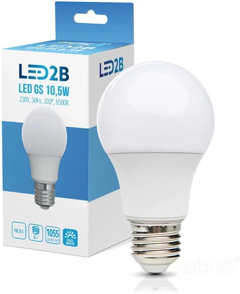 10,5W LED lemputė GS, E27, balta, 6500K, 200°