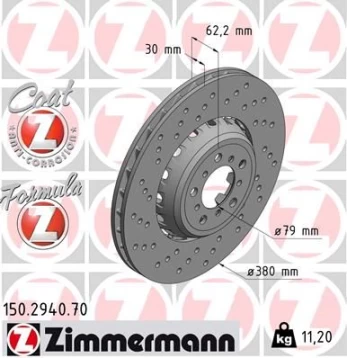 Stabdžių diskas ZIMMERMANN 150.2940.70