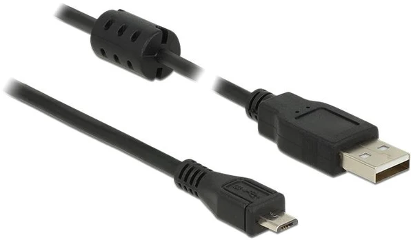 KABELIS USB MICRO(M)->USB-A(M) 2.0 1.5M Juodas FERITAS DELOCK