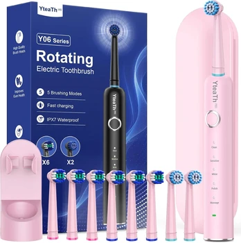 YTEATH PRO elektrinis besisukantis dantų šepetėlis su 8 galvutėmis, 5 režimais Y06W