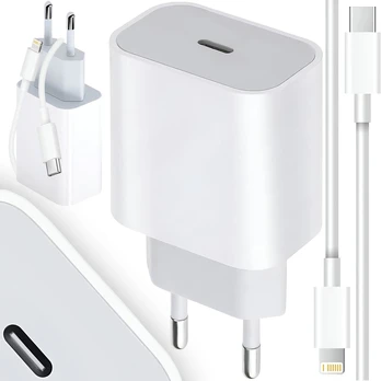 Greitas įkroviklis iphone 20w + 1m kabelis / usb-c - iphone lighting