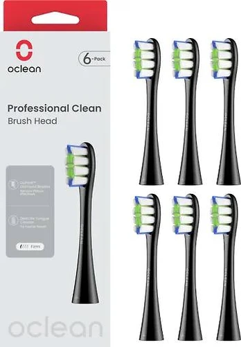DANTŲ ŠEPETELIO ANTGALIAI Oclean P1C5 B06, 6 vnt, Black