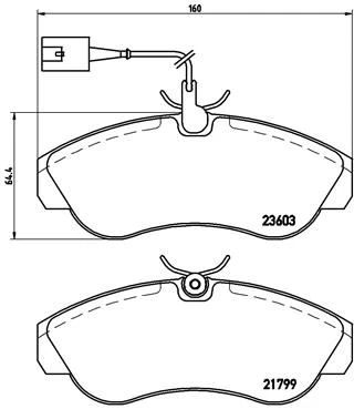 Stabdžių trinkelių rinkinys, diskinis stabdys BREMBO P 23 084