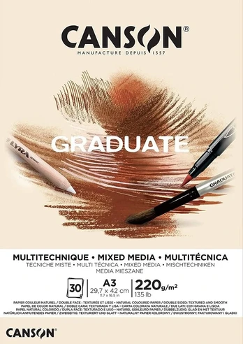 Canson Mišrios terpės popierius A3, 220 g/m², 30 lapų