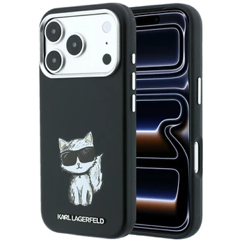 Dėklas Karl Lagerfeld Smooth Choupette Sketch MagSafe do iPhone 18 Pro Max / 17 Pro Max juoda