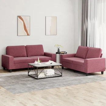 Sofa Sofos komplektas, 2 dalių, raudonojo vyno spalvos, audinys