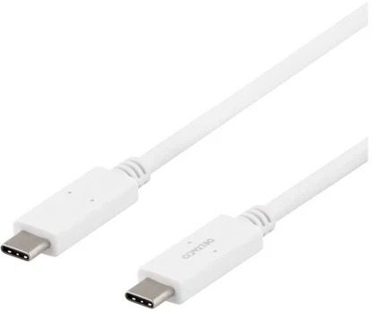 DELTACO USB-C - USB-C cable, 5Gbit/s, 5A, 1M, baltas