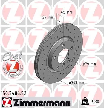 Stabdžių diskas ZIMMERMANN 150.3486.52