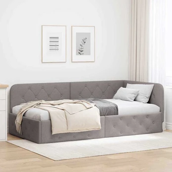 Lova Kampinė lovos konstrukcija Taupe 90 x 200 cm audinys