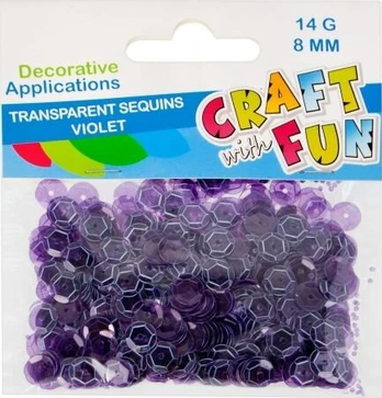 Violetiniai skaidrūs apvalūs blizgučiai 8mm, 14g
