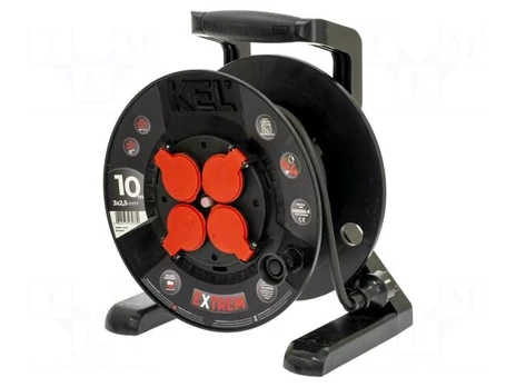 Extension lead | 3x2.5mm2 | reel,with non-rotating sockets | black