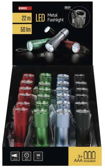 Emos LED handheld metal prožektorius P3848A, 50 lm, 3× AAA, 1 pc, display box