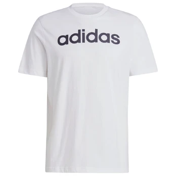 Vyriški adidas Essentials Single Jersey Linear Embroidered Logo marškinėliai, balti