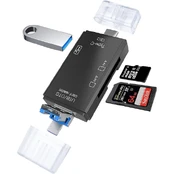 RoGer OTG USB-C/USB/microUSB Cardreader TF / SD + USB 2.0 kaina