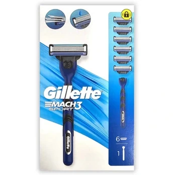 Gillette Mach3 Sport Razor + Spare Heads 6 pcs