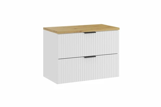 Apatinė vonios spintelė COMAD ADEL WHITE su stalviršiu 80 cm, balta/ąžuolo