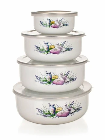 Banquet Emaliuoti dubenėliai 4vnt ,"Lavanda"