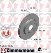 Stabdžių diskas ZIMMERMANN 540.5305.20 kaina