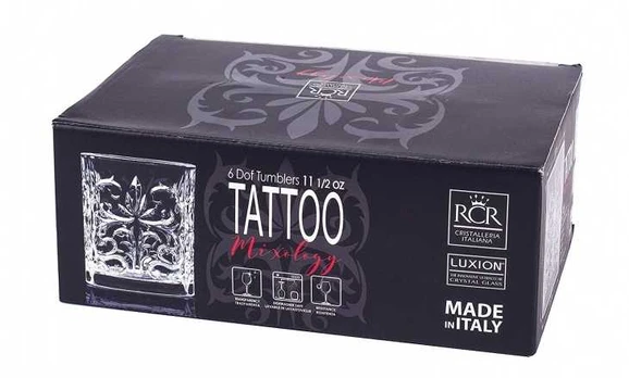RCR Stiklinės viskiui TATTOO (6) 340ml krištolas
